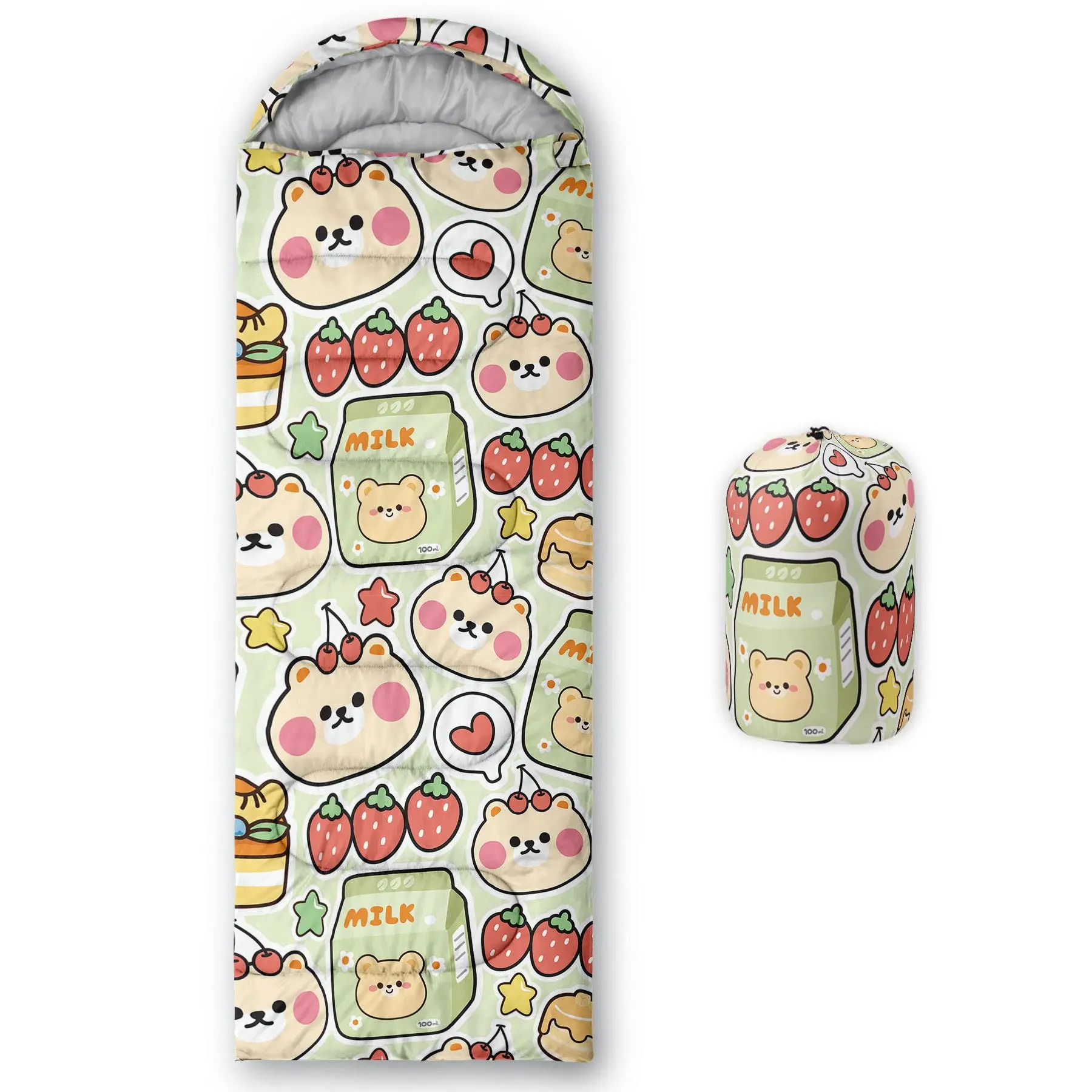 Rocket Moon Print Lightweight Warm Portable Outdoor Indoor Waterproof Cold Weather Resistant Sleeping Bag For Camping Hiking