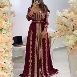 Muslim printed high waist drawstring abaya muslim women kaftan abaya muslim DUBAI ABAYA dresses