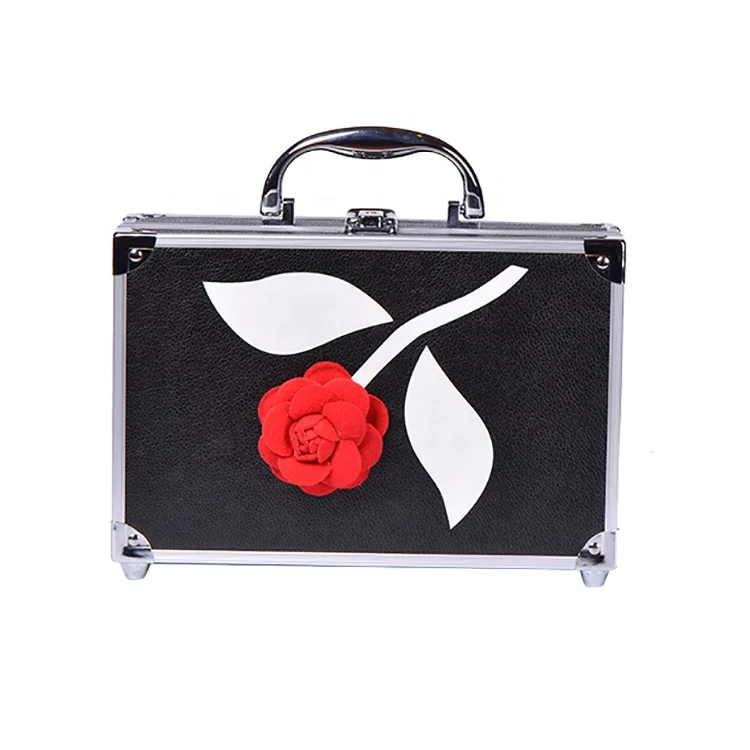 Ladies Carrying Briefcase Travel Cosmetic Organizer Makeup Artist Train Case