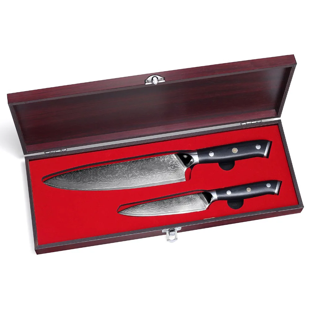 2Pcs Professional Japanese Damascus Kitchen Knife Set