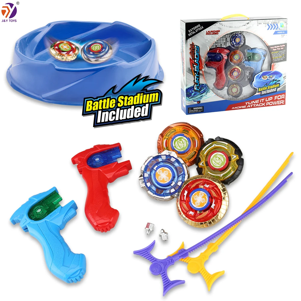 Hot selling gyro toy set boy gifts classic battle spinning top plastic metal spinning top launcher grip toy
