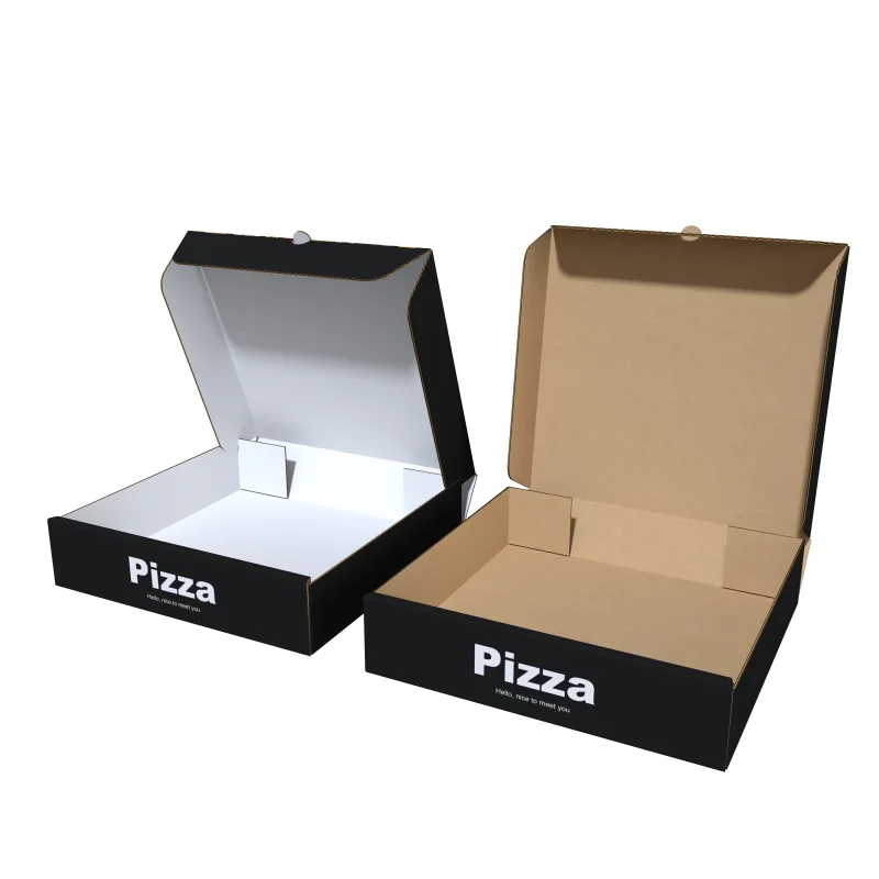 Custom Printed Biodegradable Rectangle 10 12 14 16 18 Inch Corrugated Cardboard Take Away Pizza Carton Packaging Boxes
