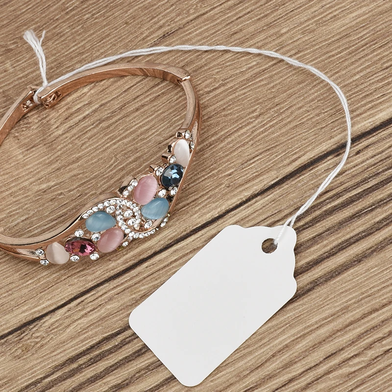 24x38mm Custom White Jewelry Paper Hang Tag with String