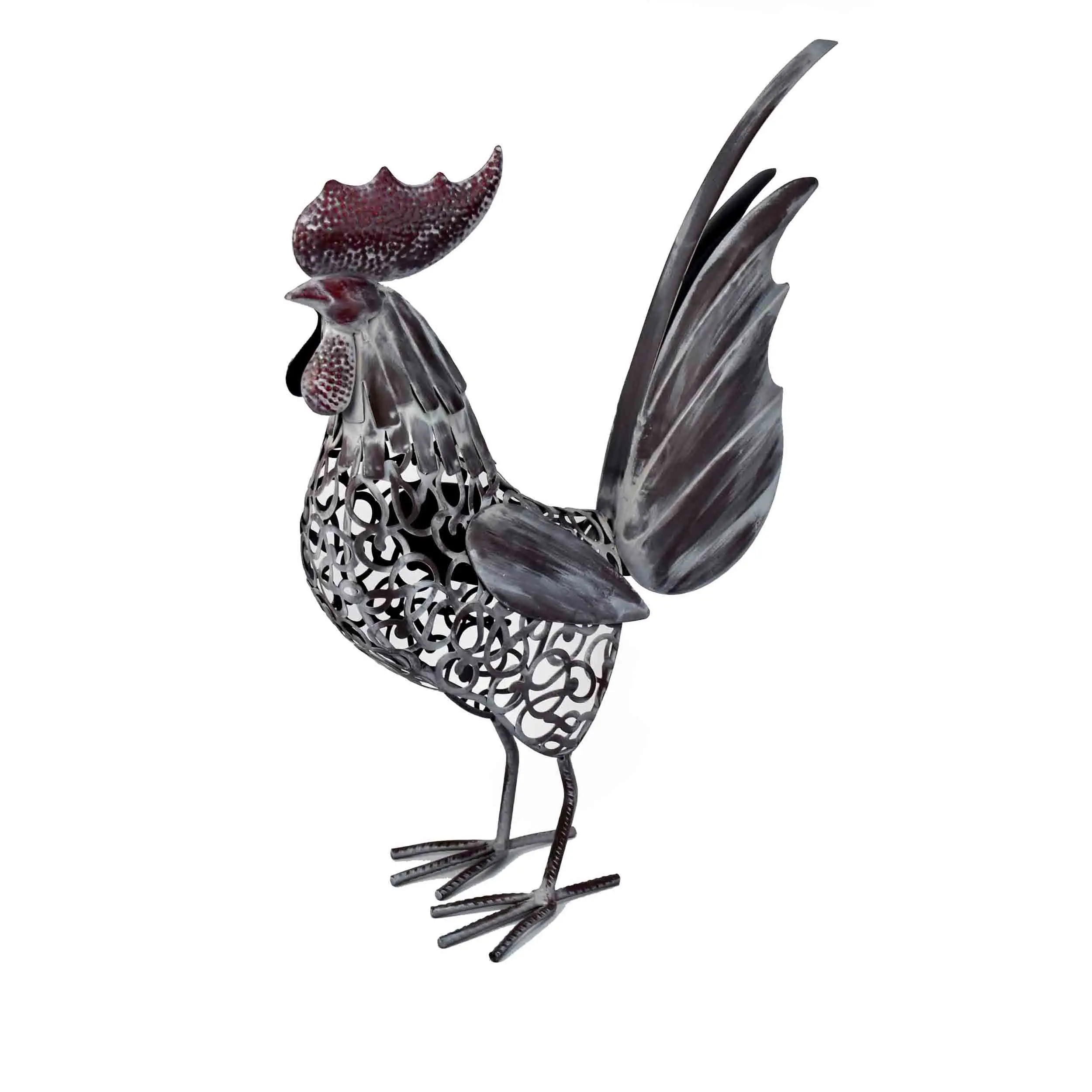 Decorative Animal Metal Rooster Statues Iron Farm Poultry outdoor Backyard Garden Decor