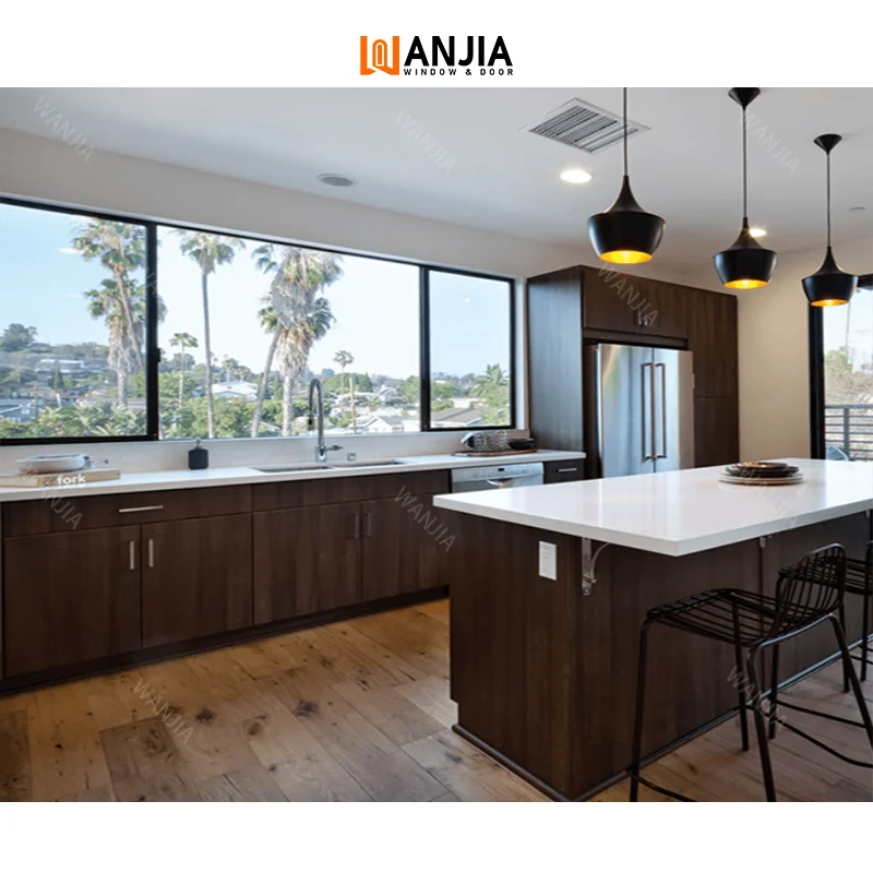 WANJIA High Quality Aluminium Double Grazed Glass Sliding Windows Customized Aluminium Thermal Break Sliding Window