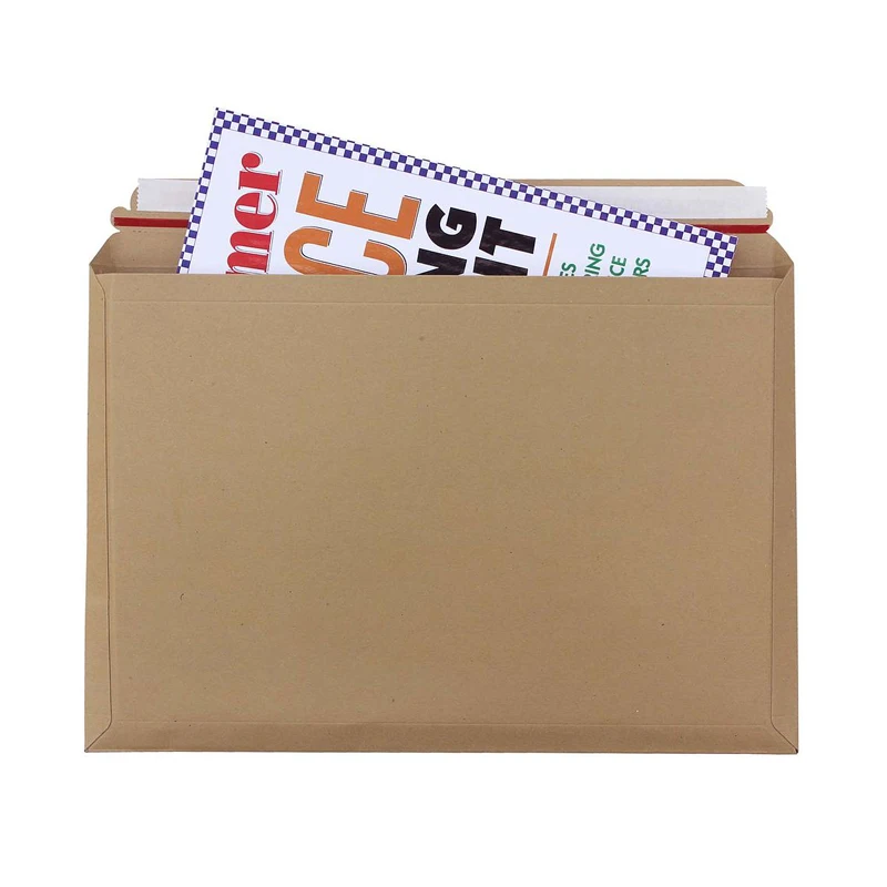 6x 8 inch resist bending stay flat rigid mailers self adhesive seal kraft cardboard envelopes for shipping collectibles