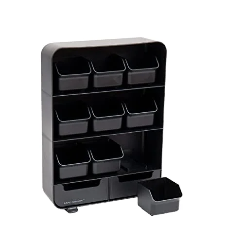 assmile Tea Bag Organizer Tea Station Organizer Kitchen Countertop Storage Plastic in Black