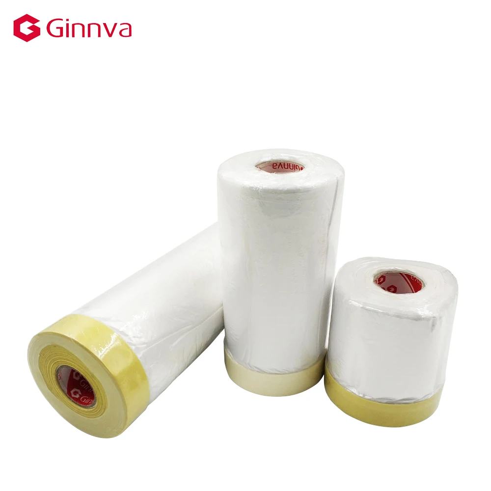 Masking Tape Embossing HDPE Film Auto Paint Masking Plastic Film/Pre-Taped Masking Film