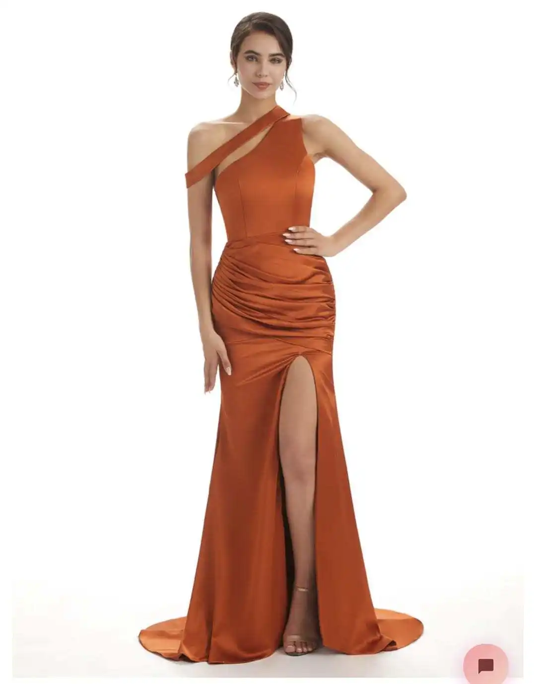 High-quality Bridesmaid dress One Shoulder Satin Party Evening Dresses Plus Size Elegant Dress