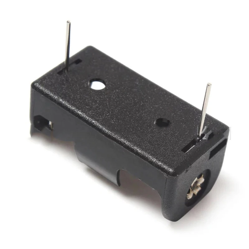 1 x 1/2 AA Battery Holder with Standard Round Pins, Black Plastic ER14250 LS14250 Battery Holder, Battery Holder Storage Box
