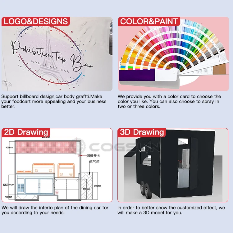 Food Trailers Fully Equipped Us Standards Mobile Kitchen Ice Cream Cart With Wheels Carrito