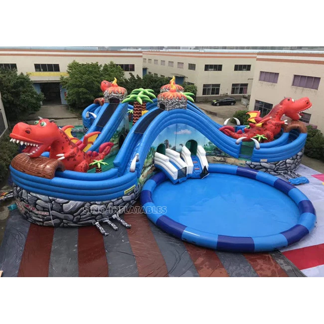 Outdoor kids N adults giant jurassic inflatable water park with pool for energy challenge from China inflatable factory