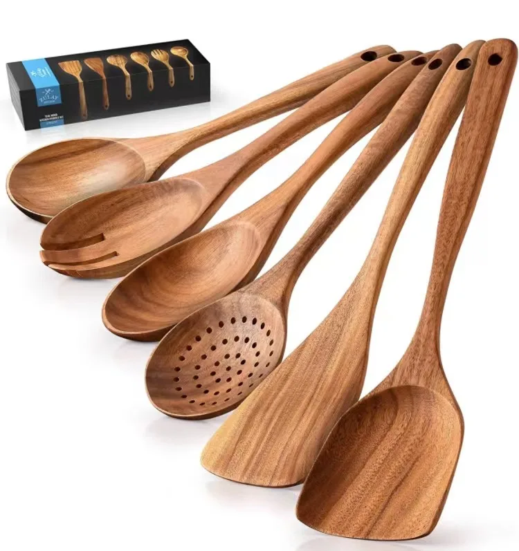 New products for 2023 Tools Spatula Kitchen Utensils Set For Cooking Custom Restaurant Soup Spoon Bamboo Cutlery