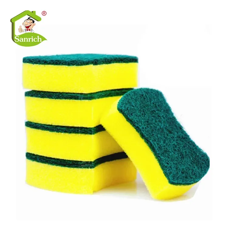 Green Sponge Scrub Scourer Kitchen Dish Cleaning Pad Wash Sponge For Washing Dishes