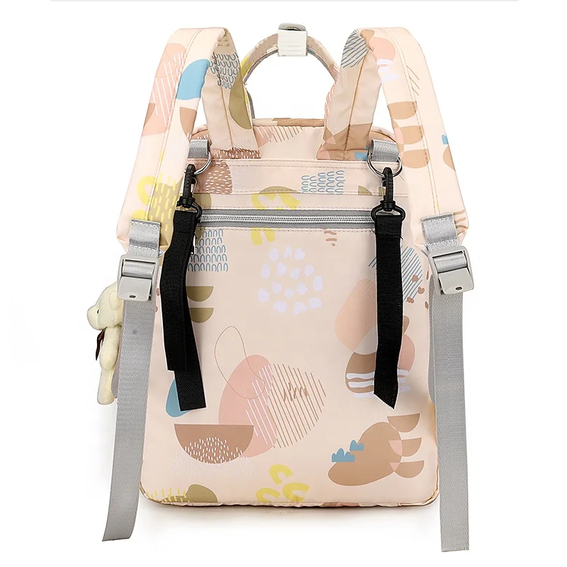 Wholesale New Design Colorful Printed Waterproof Large Capacity Washable Cloth Unisex Mom Baby Diaper Bags  Backpack
