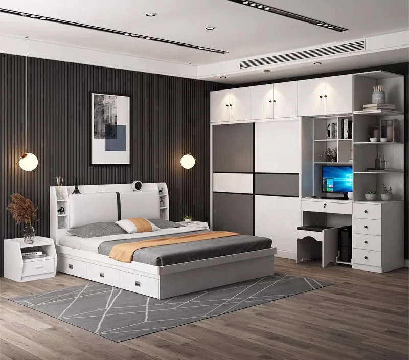2024 Hotel Modern Design Premium Economy Hotel Guest Room Furniture Simple Comfortable Bedroom Sets