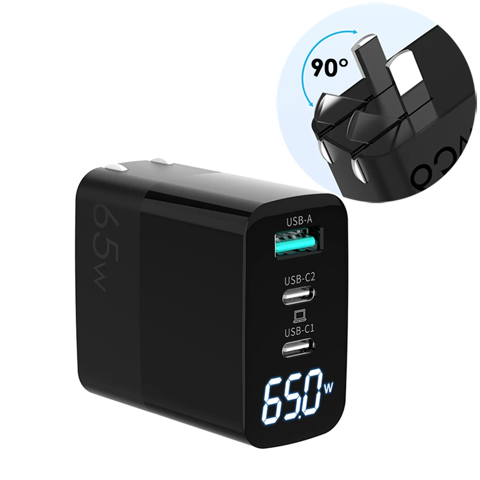 3 port GaN charger 65W 100W 120W wall usb c pps pd charger power adapter for iphone for macbook pro