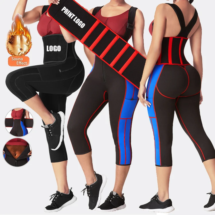 Fat Burning High Waist Leggings Thigh Shaper Removable Sweat Waist Trainer Neoprene Thigh Eraser And Butt Lifter