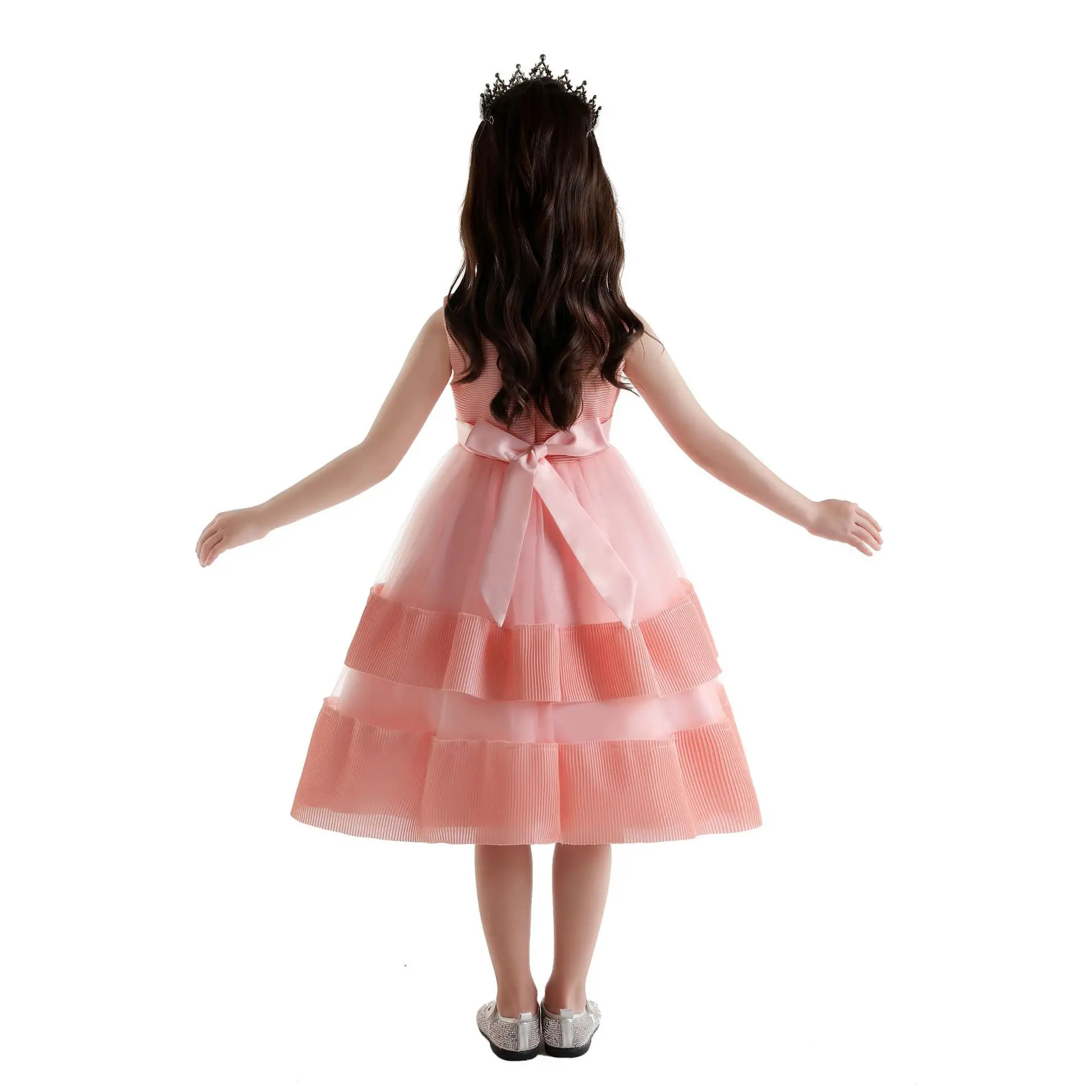 Goodada Garment Girls Elegant Princess Dresses With Bow In The Back Fashion Fluffy Skirts Girls Birthday Party Prom Dress