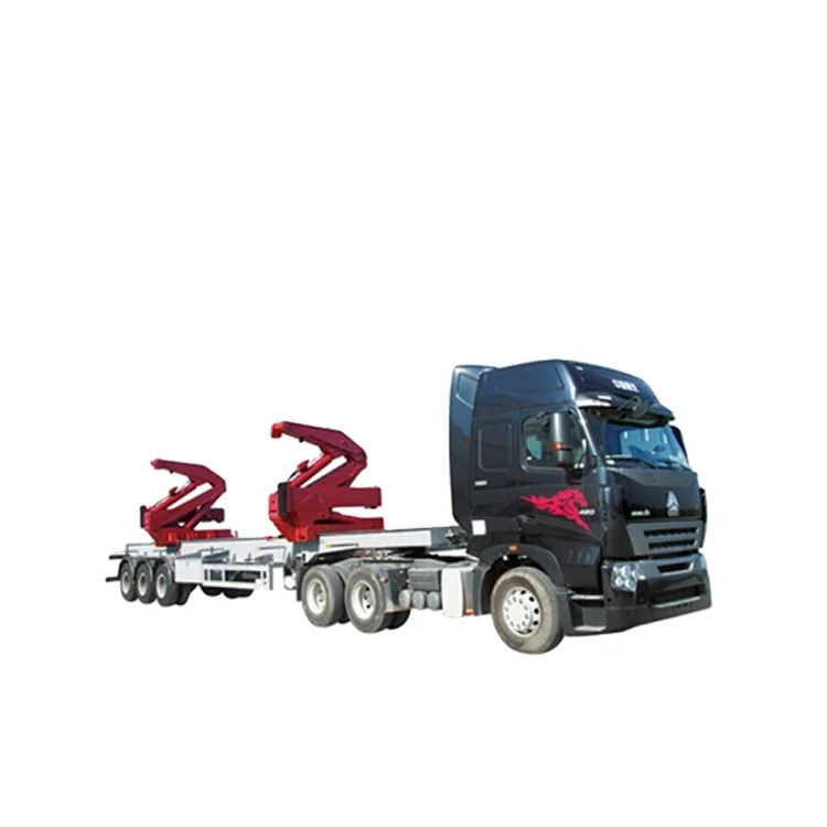 Special semi trailer with side loader unload shipping container