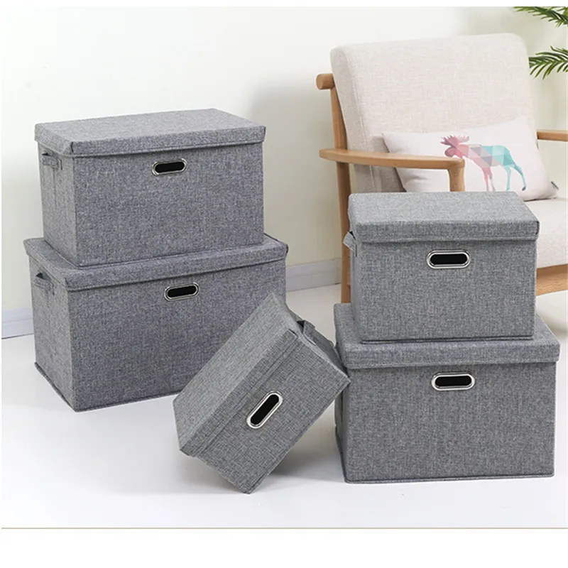 
2020 Creative Design Simple And Convenient Storage Box 4 Colors Folding Cotton Linen Fabric Organizing Box 