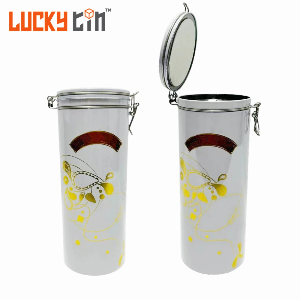Custom Airtight Tins Cylinder Metal Storage Box Grind Coffee Tin Can For Coffee With Logo