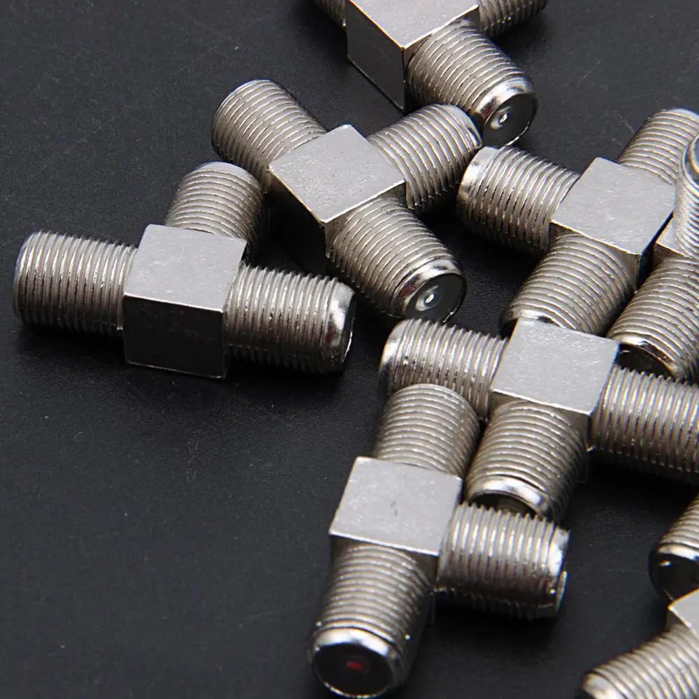 F Female to 2 F female Jack Triple T RF Adapter Connector 3 Way Splitter