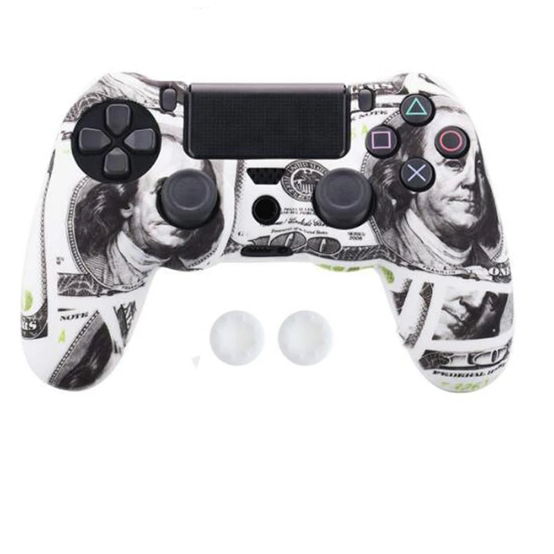 
Silicone Cover Skin Case for Sony Play Station Dualshock 4 PS4 Pro Slim Controller+ 2 Thumb Stick Grips 