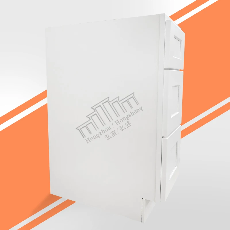American Standard Size DB36 Wooden 3 Drawer Kitchen Cabinet In White US Warehouse In Stock Kitchen Base Cabinets With Drawers