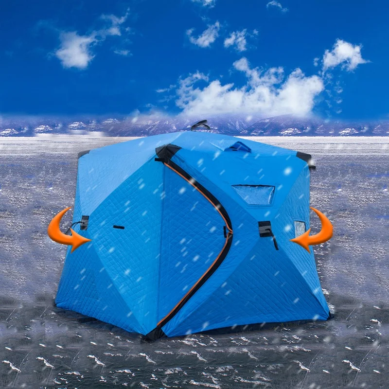 Hexagonal outdoor winter insulated large ice fishing tent