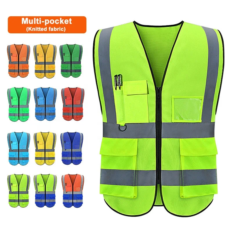 Hi Vis construction work reflective workwear safety vest for men