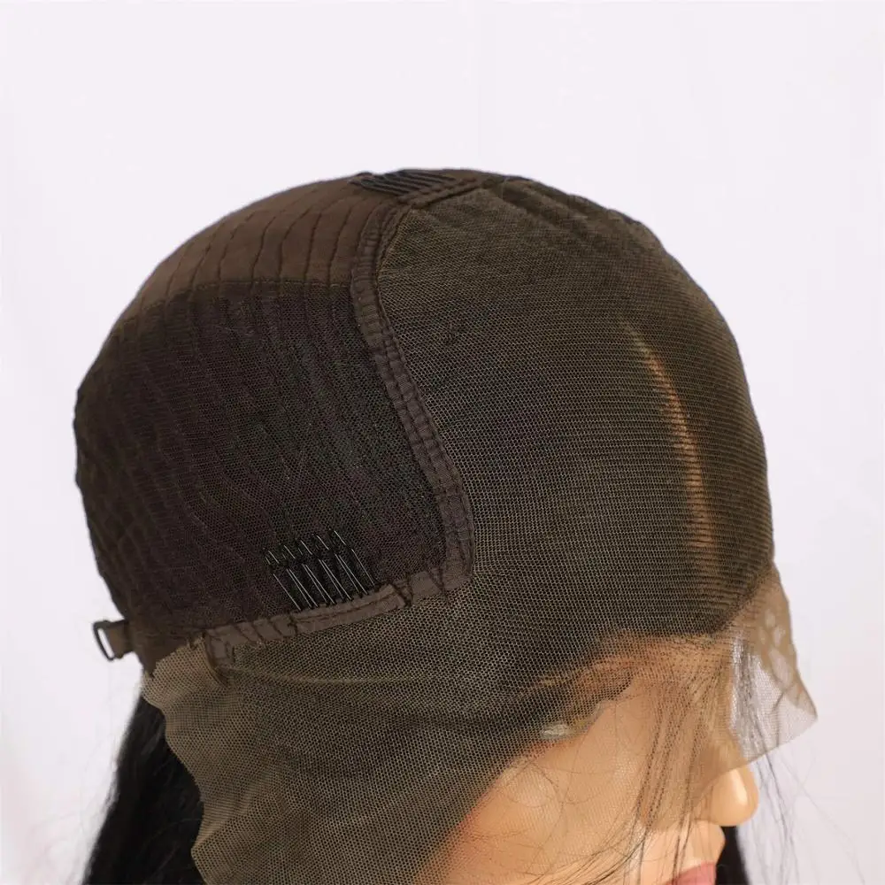 13x3 and 13x6 Black Synthetic Front Lace Wig 22inch Long Straight Pre Plucked with Natural Hairline and Baby Hair