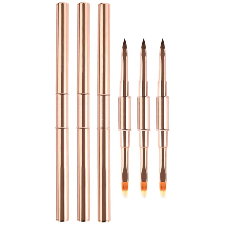 Hot Popular 3D Liner Gel Manicure Painting Rose Gold Double Side Nail Art Brush
