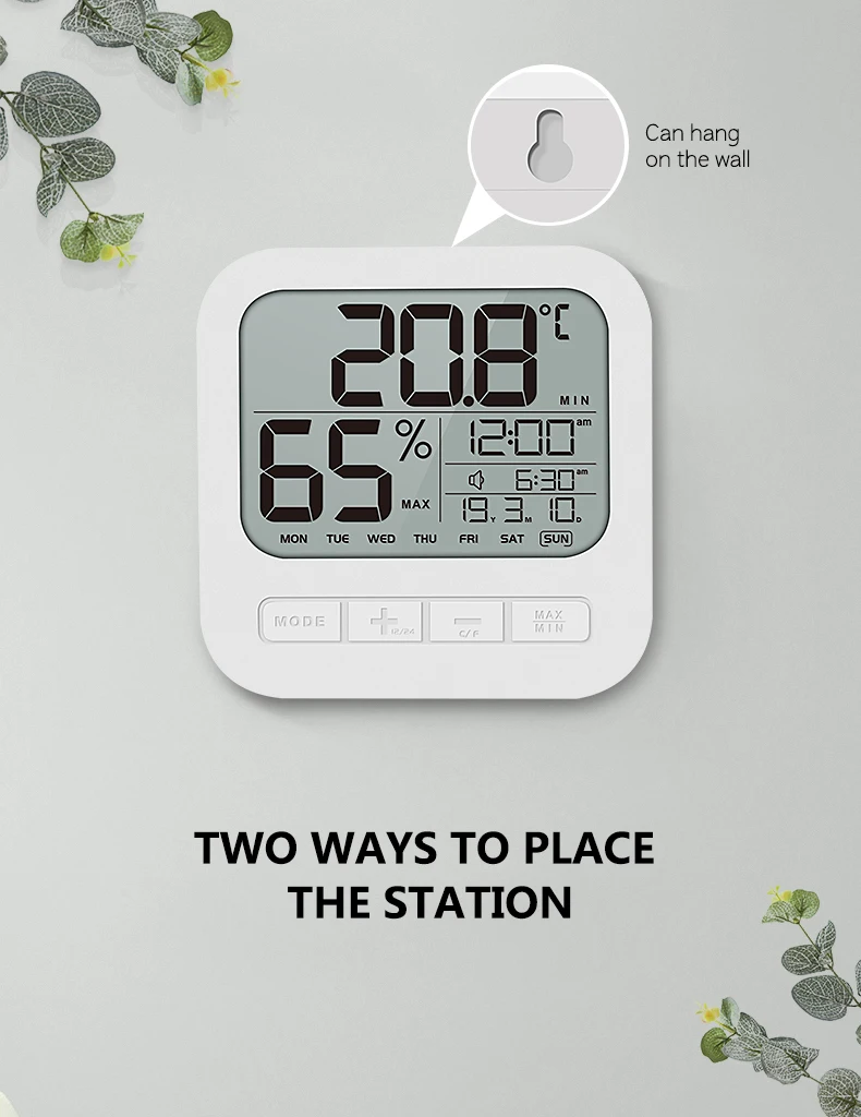 LCD alarm wall table clock with temperature hygrometer calendar,desk table alarm clock