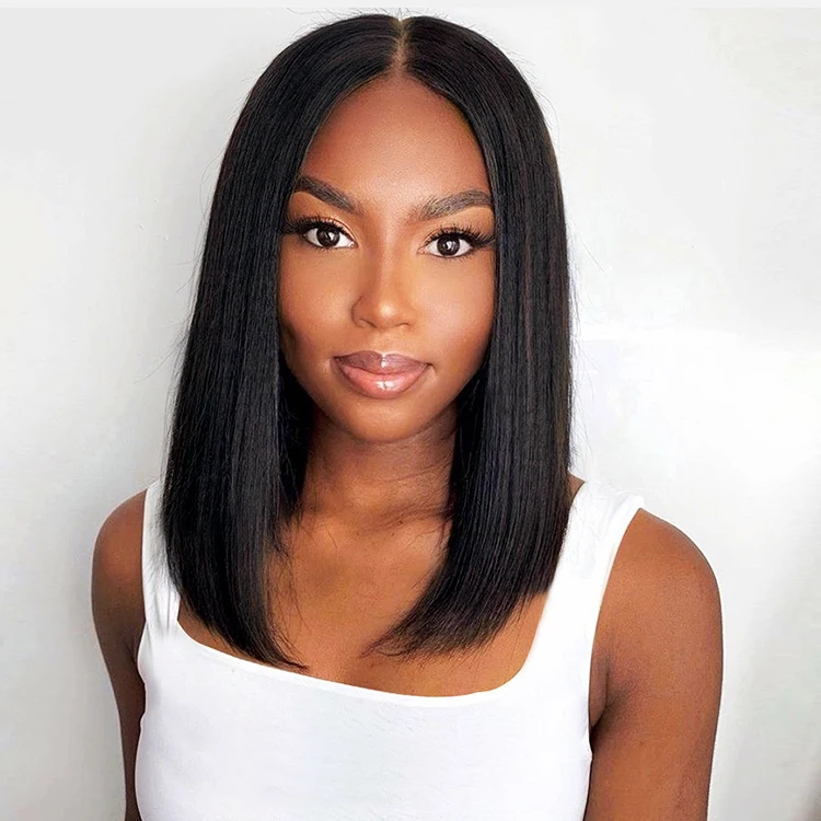 Forcuteu High Quality Cheap Vietnam Align Virgin Raw Bone Straight HD Lace Frontal Long Bob Human Hair Wig For Black Women