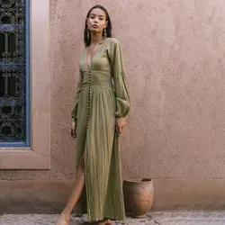 French Retro V-neck Long Skirt Loose Temperament Autumn Dress White Dress