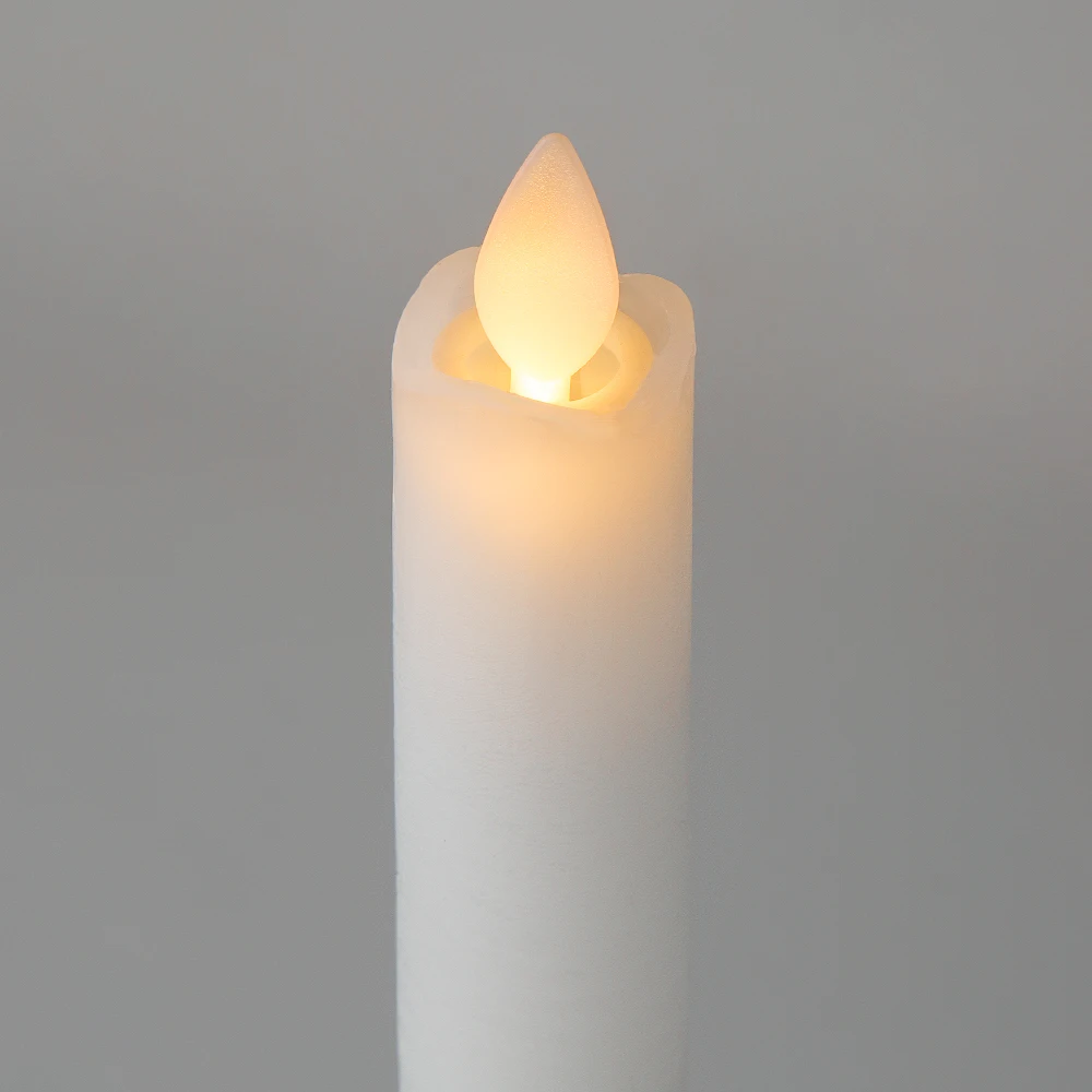 Moving wick D2.2  white paraffin wax  battery operated timer 6 hours led taper candle for holiday decoration