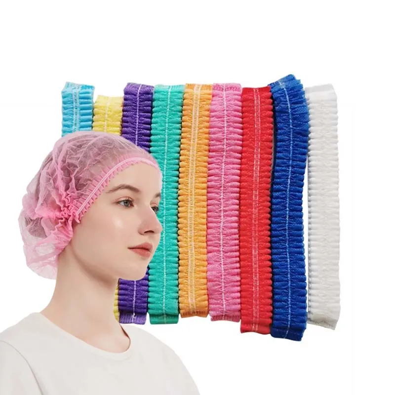 bouffant cap 100 Pink Colors nonwovens clips caps Beauty Salon