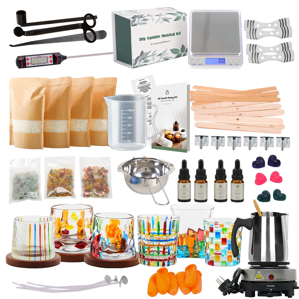 SINGHUA Adults Kids Accessory DIY Set Soy Wax Supplies Kit Easy to Make Colored DIY Candle Making Kit Create Your Own Candle