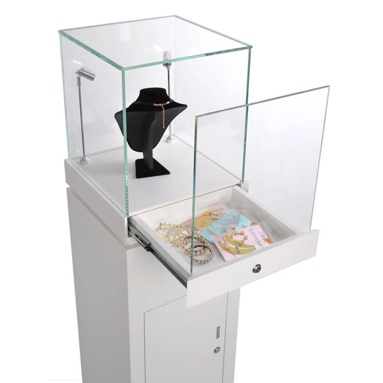 Customized Luxury Necklace Jewelry Display Case With Lock Wooden Display Case Jewelry Showcase for Jewelry Store