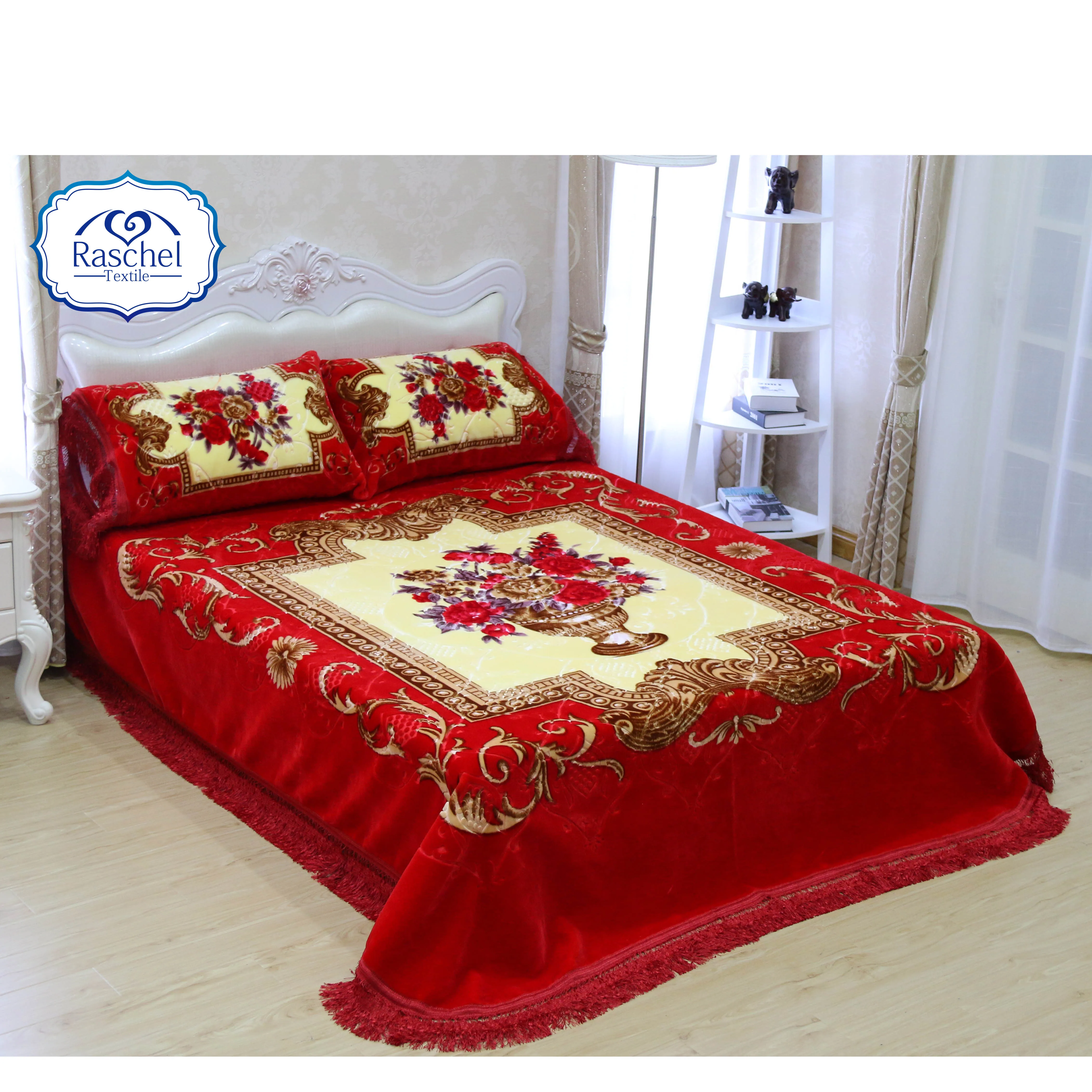 100%polyester 2ply 1side embossed 10 KG blanket super soft Raschel polyester blanket