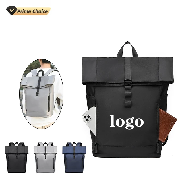 custom nylon laptop backpacks school roll top bag with usb daily life unisex waterproof large capacity laptop rolltop backpack