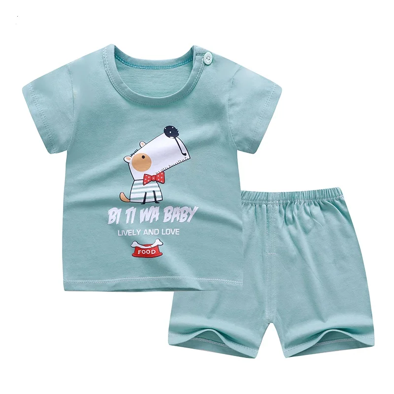 
Wholesale custom baby clothes cotton cute print short sleeve suit kids clothing childrens clothing 
