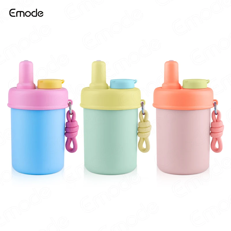 Emode 12oz Stainless Steel Double Wall Insulated Travel Coffee Cup Mug with Straw,Kids Insulated Tumbler with Spill-proof Straw