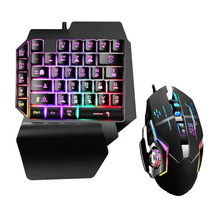 Left One Handed Rgb Usb Wired Gaming Key Board And Teclado Y Para Celular E Mouse Keyboard Gamer Combo for Computer Mobile
