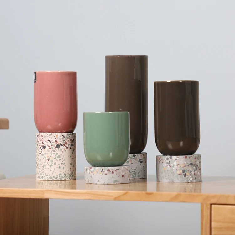  Роскошные украшения terrazzo свадебное украшение ваза для бутонов/недорогие керамические вазы домашнего
