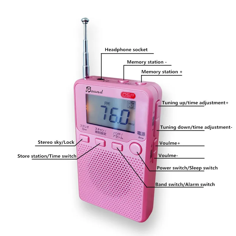 LCD screen multi-functions good quality IC digital radio with earphones pocket size fm radio