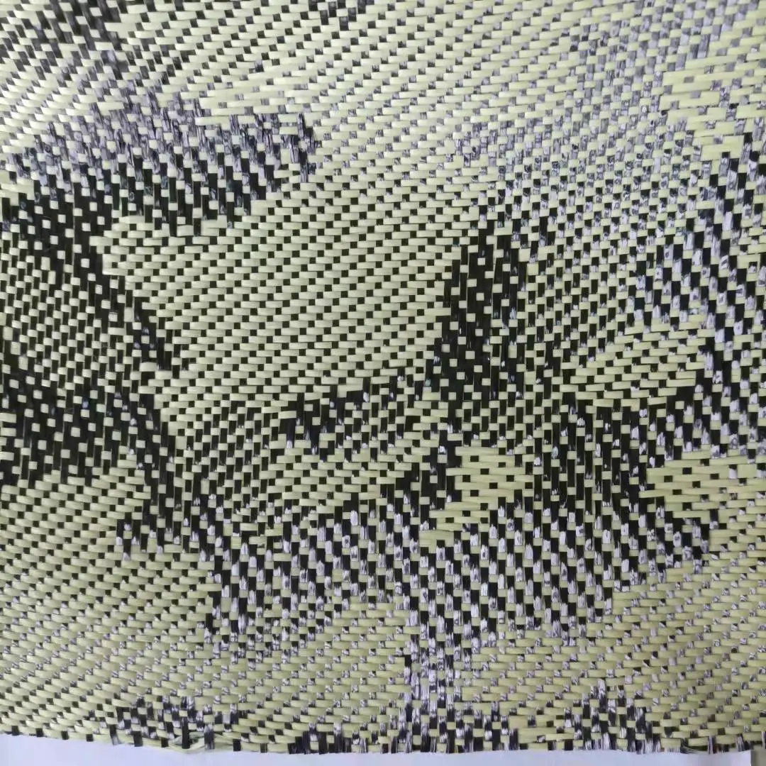Yellow and black camouflage pattern carbon fiber cloth aryl carbon mixed kevlar jacquard braided multi-color optional