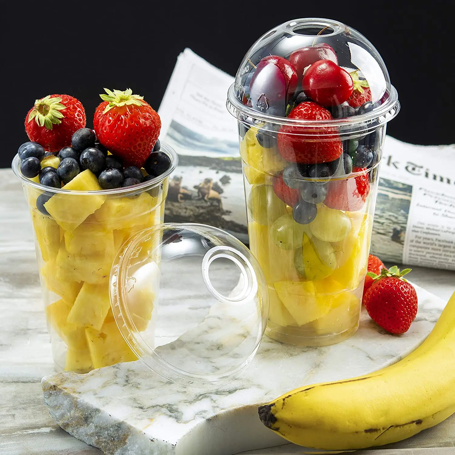 Custom Logo PP Printed Reusable 16 OZ Disposable Plastic Cup Clear Plastic Smoothie Cups With Lids For Wholesale