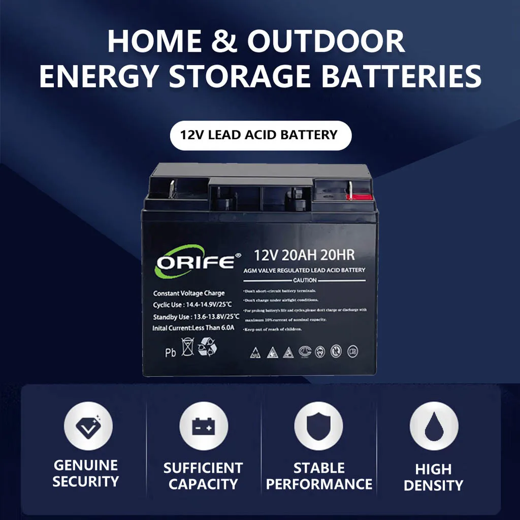 ORIFE custom free maintenance sealed agm separator charging 12v 20ah lead acid battery
